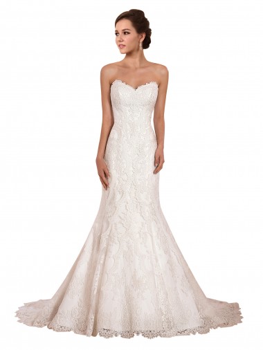 Lace Sweetheart Sleeveless Chapel Train Sexy Wedding Dress Essex