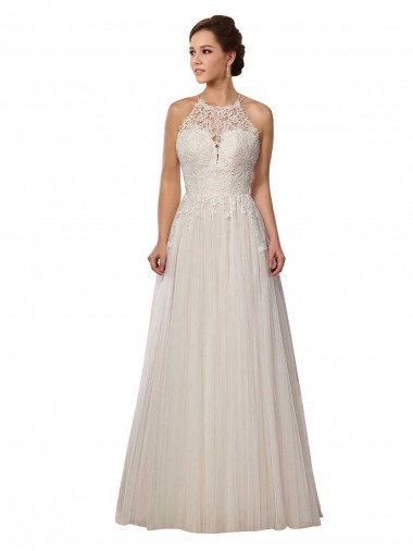 Tulle Illusion Neck Sleeveless Sweep Train Wedding Dress Essex