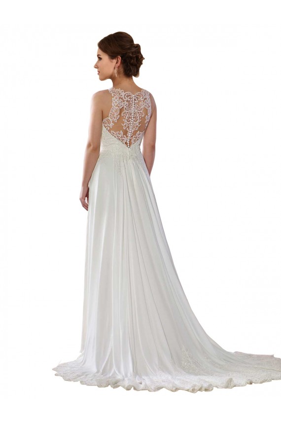 Soft Chiffon Illusion Neck Sleeveless Sweep Train Boho Wedding Dress Essex