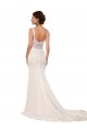 Lace & Stretch Crepe V-Neck Sleeveless Chapel Train Sexy Wedding Dress Essex