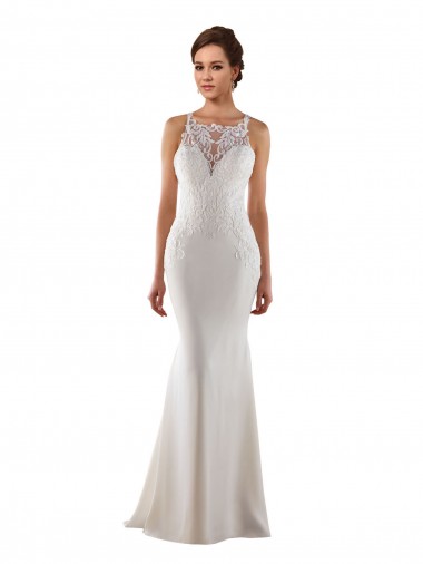 Lace & Stretch Crepe Sweetheart Sleeveless Sweep Train Modern Wedding Dress Essex