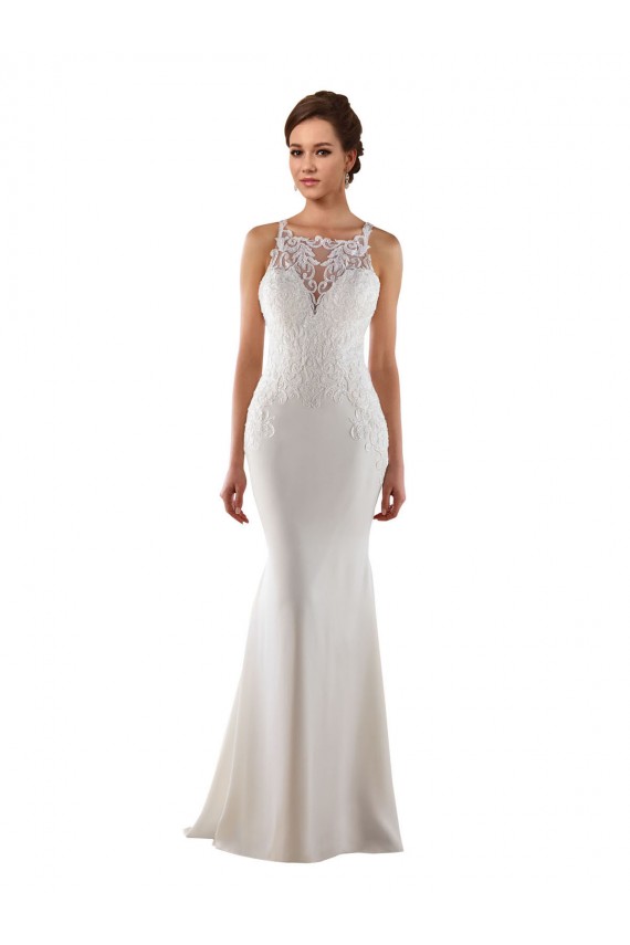 Lace & Stretch Crepe Sweetheart Sleeveless Sweep Train Modern Wedding Dress Essex