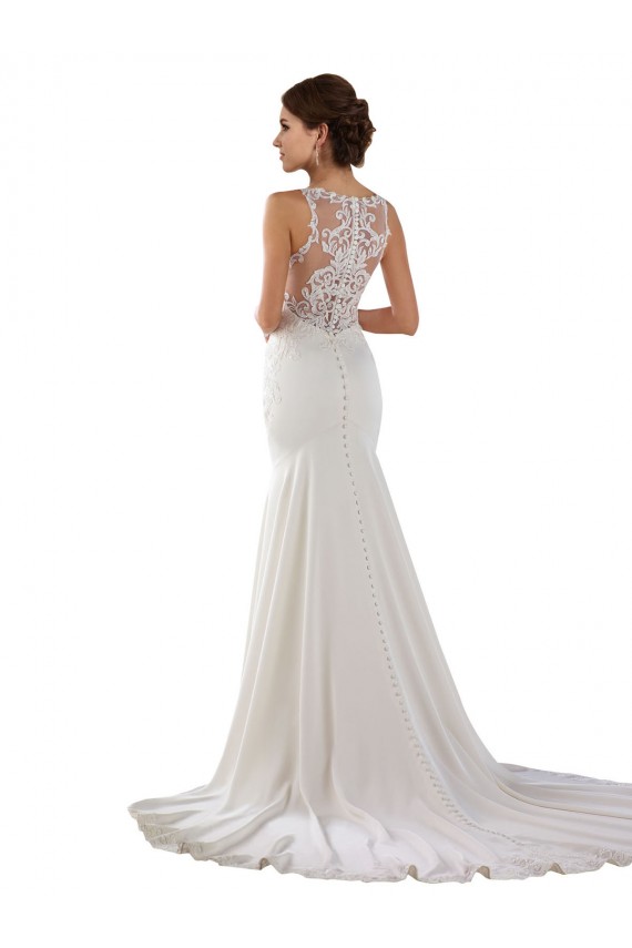 Lace & Stretch Crepe Sweetheart Sleeveless Sweep Train Modern Wedding Dress Essex