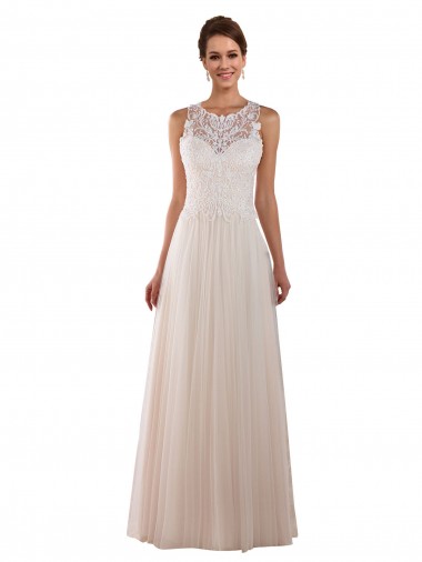 Tulle & Lace High Neck Sleeveless Chapel Train Boho Wedding Dress Essex