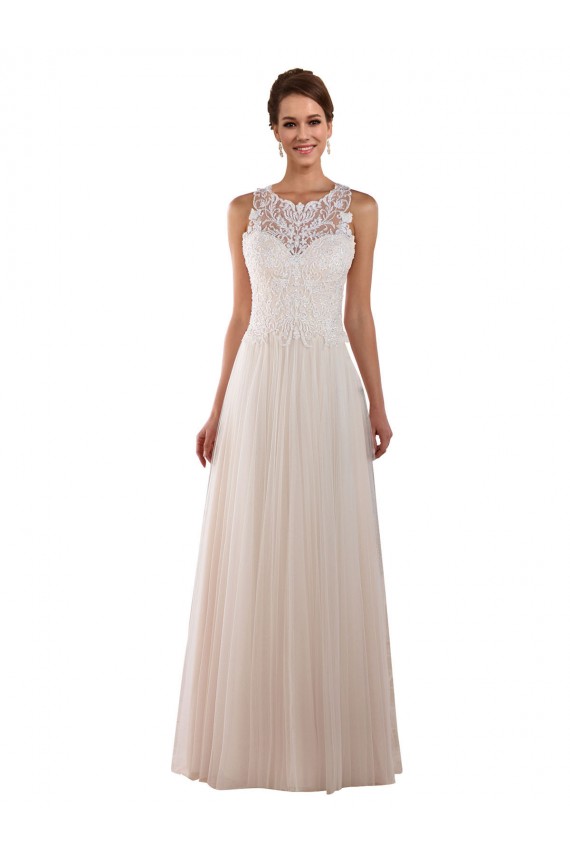 Tulle & Lace High Neck Sleeveless Chapel Train Boho Wedding Dress Essex