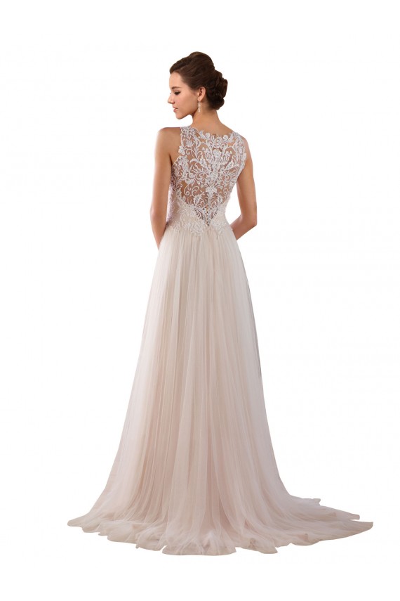 Tulle & Lace High Neck Sleeveless Chapel Train Boho Wedding Dress Essex