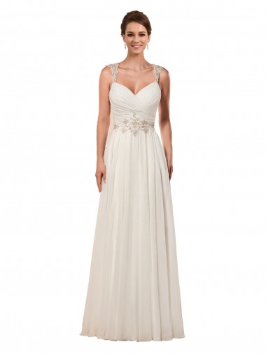 Soft Chiffon Sweetheart Sleeveless Keyhole Back Chapel Train Wedding Dress Essex