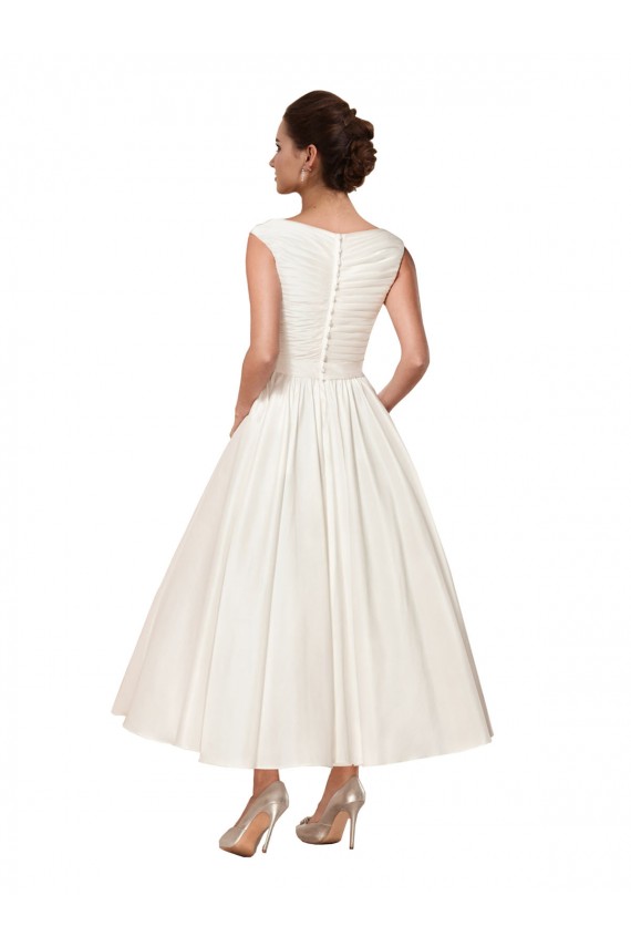 Satin V-Neck Sleeveless Ankle Length Wedding Dress Essex