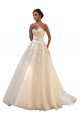 Tulle & Lace Ball Gown Sleeveless Ivory & Champagne Chapel Train Wedding Dress Essex