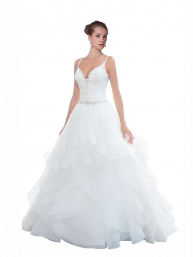 Tulle Spaghetti Straps Sleeveless Chapel Train Beach Wedding Dress Essex
