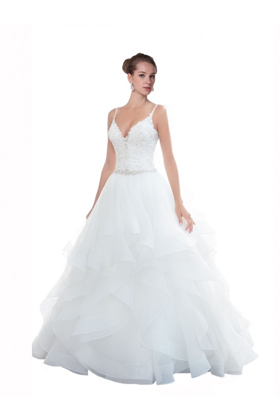 Tulle Spaghetti Straps Sleeveless Chapel Train Beach Wedding Dress Essex