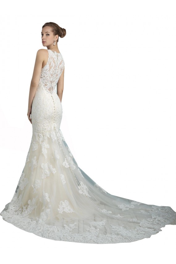 Tulle Illusion Neck Sleeveless Chapel Train Beach Wedding Dress Essex