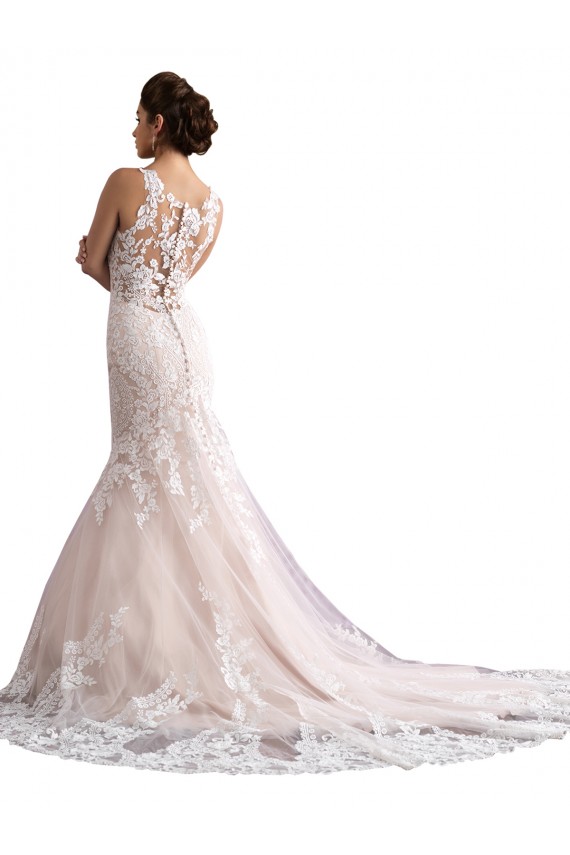 Tulle & Lace Illusion Neck Sleeveless Cathedral Train Wedding Dress Essex