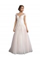 Tulle & Lace Illusion Neck Cap Sleeves Cathedral Train Beach Wedding Dress Essex