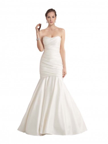 Satin Strapless Sleeveless Low Back Chapel Train Beach Wedding Dress Essex