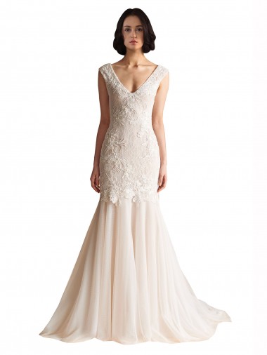 Tulle V-Neck Sleeveless Low Back Sweep Train Wedding Dress Essex