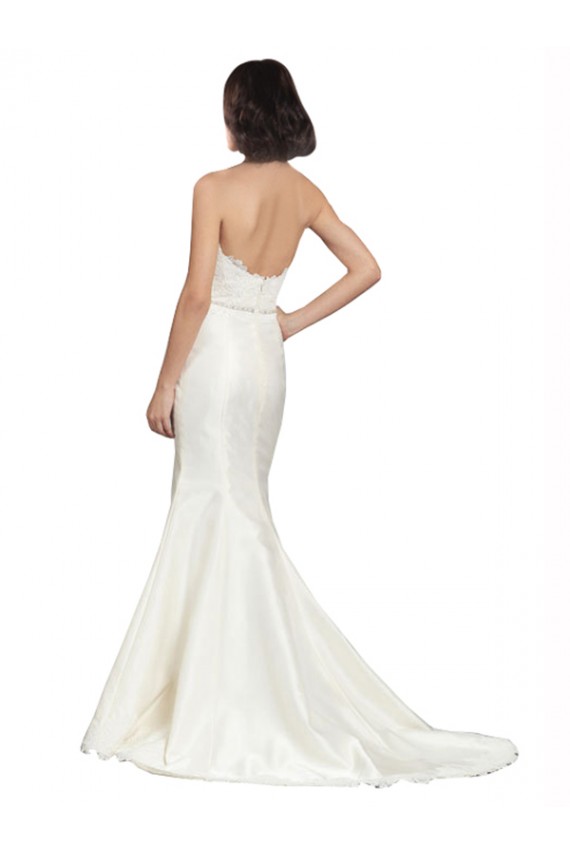 Satin & Lace Sweetheart Sleeveless Ivory Chapel Train Bridal Dress Essex