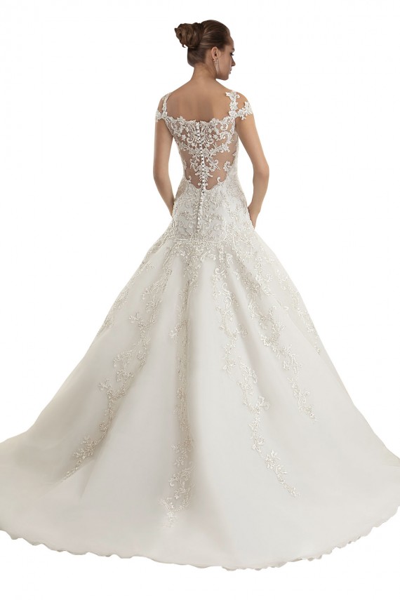 Tulle & Lace Off the Shoulder Sleeveless Sweep Train Wedding Dress Essex