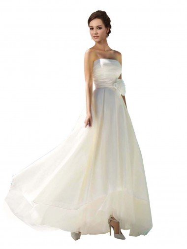Soft Chiffon Strapless Sleeveless Long Wedding Dress Essex