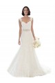 Lace Off the Shoulder Sleeveless White Chapel Train Beach Wedding Dress Essex