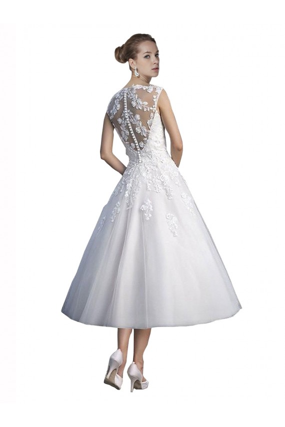 Tulle & Lace Sweetheart Sleeveless Tea Length Beach Wedding Dress Essex