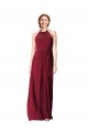 Chiffon Halter Neck Sleeveless Burgundy Long Evening Gowns / Bridesmaid Dresses Essex