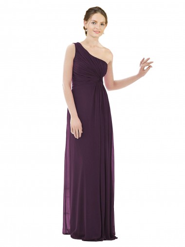 Soft Chiffon One Shoulder Sleeveless Long Evening Dress / Bridesmaid Dress Essex