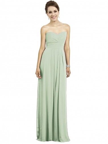 Soft Chiffon Sweetheart Sleeveless Sage Long Bridesmaid Dress Essex