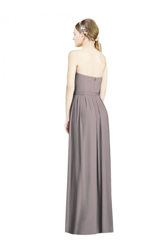Soft Chiffon Sweetheart Sleeveless Dusty Rose Long Bridesmaid Dress Essex