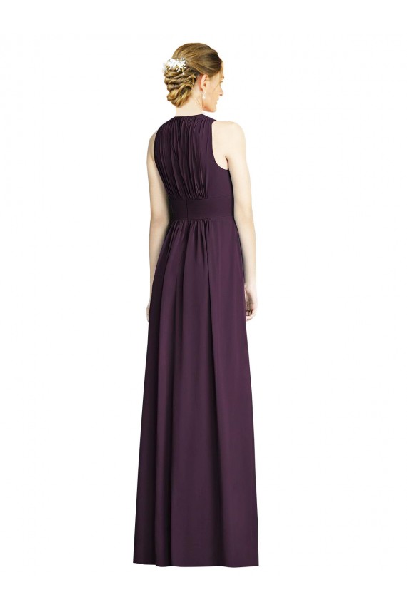 Soft Chiffon V-Neck Sleeveless Grape Long Bridesmaid Dress Essex