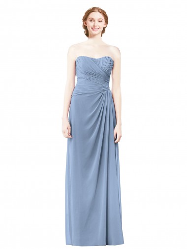 Chiffon Strapless Sleeveless Long Formal Dresses / Bridesmaid Dresses Essex