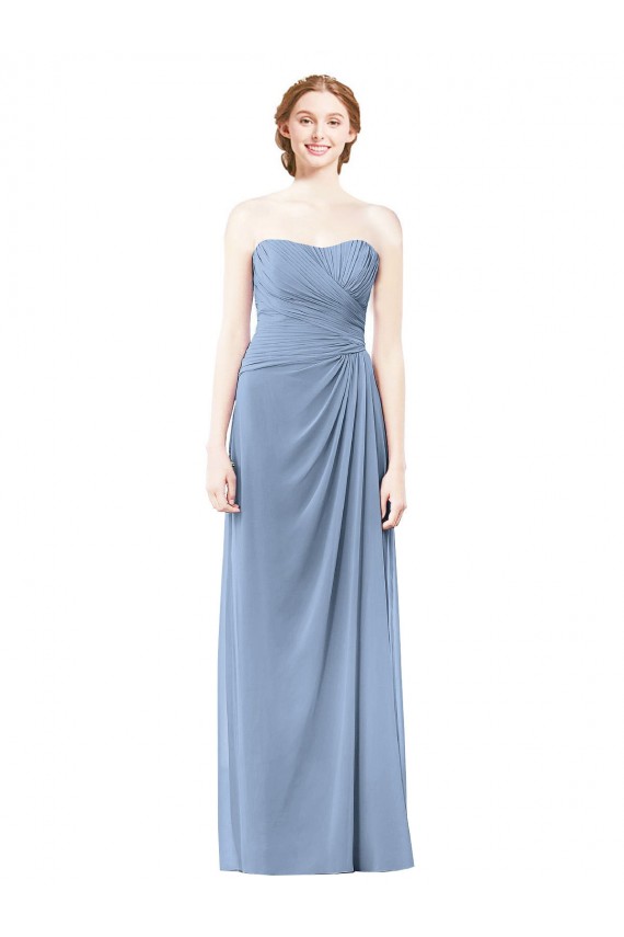 Chiffon Strapless Sleeveless Long Formal Dresses / Bridesmaid Dresses Essex