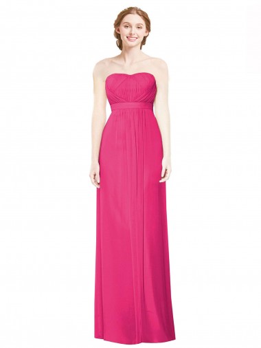 Soft Chiffon Strapless Sleeveless Azalea Long Bridesmaid Dress Essex