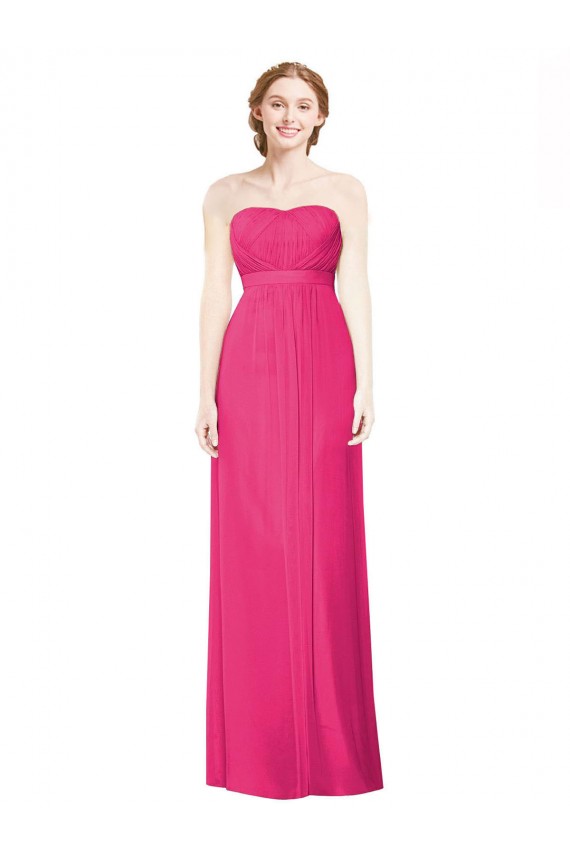 Soft Chiffon Strapless Sleeveless Azalea Long Bridesmaid Dress Essex