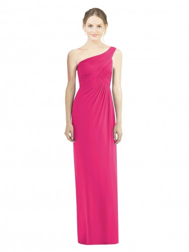 Soft Chiffon One Shoulder Sleeveless Azalea Long Bridesmaid Dress Essex