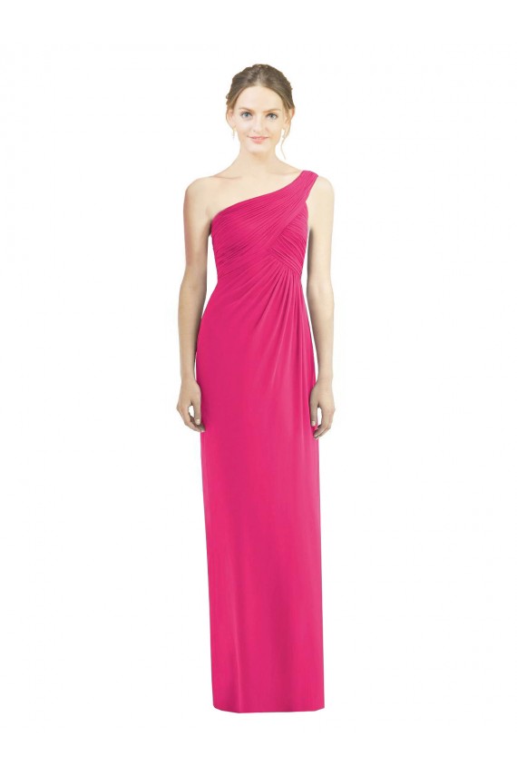 Soft Chiffon One Shoulder Sleeveless Azalea Long Bridesmaid Dress Essex