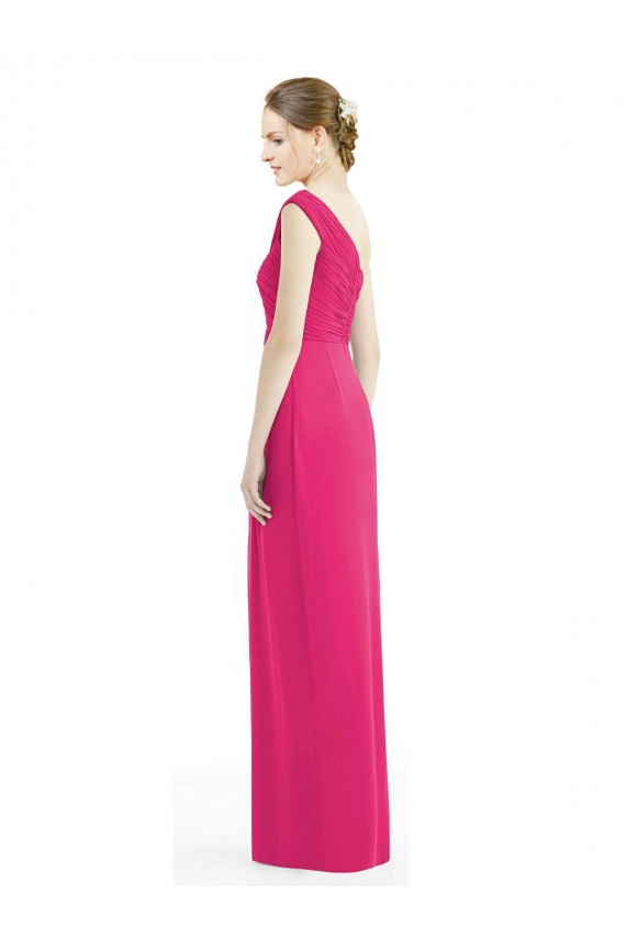 Soft Chiffon One Shoulder Sleeveless Azalea Long Bridesmaid Dress Essex