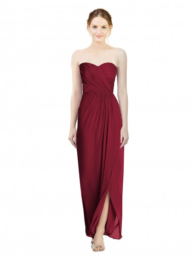 Chiffon Sweetheart Sleeveless Sheath Long Bridesmaid Dress Essex