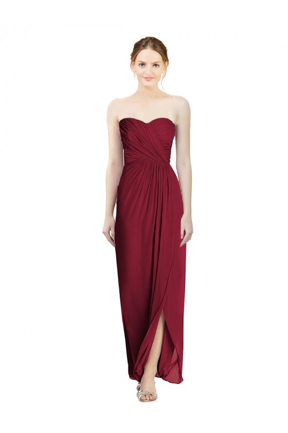 Chiffon Sweetheart Sleeveless Sheath Long Bridesmaid Dress Essex