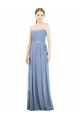Soft Chiffon Strapless Sleeveless Dusty Blue Long Bridesmaid Dress Essex