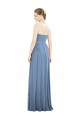 Soft Chiffon Strapless Sleeveless Dusty Blue Long Bridesmaid Dress Essex