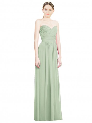Soft Chiffon Sweetheart Sleeveless Open Back Long Bridesmaid Dress Essex
