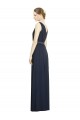 Chiffon V-Neck Sleeveless Dark Navy Long Bridesmaid Gowns Essex