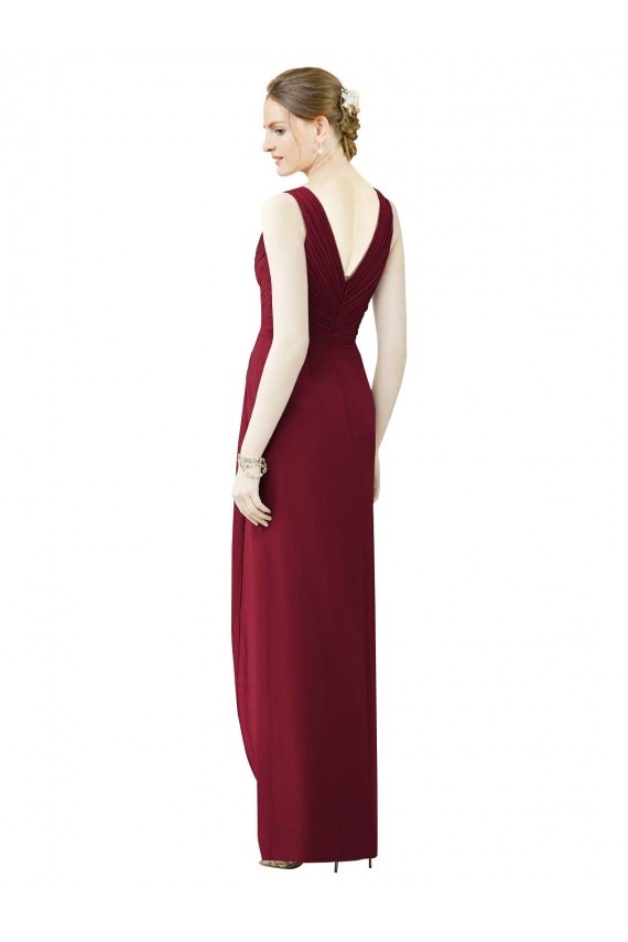 Chiffon V-Neck Sleeveless V-Back Long Bridesmaid Evening Dress Essex