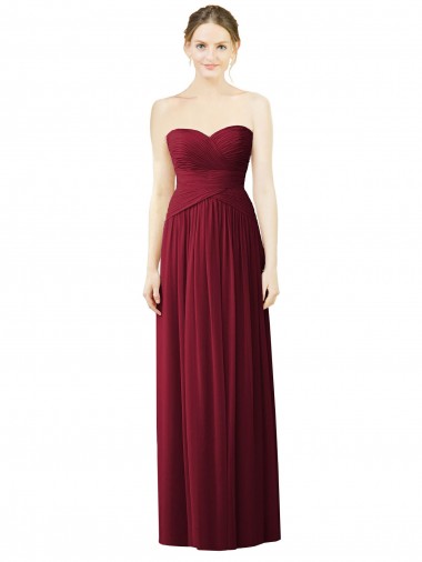 Soft Chiffon Sweetheart Sleeveless Burgundy Long Evening Dress / Bridesmaid Dress Essex