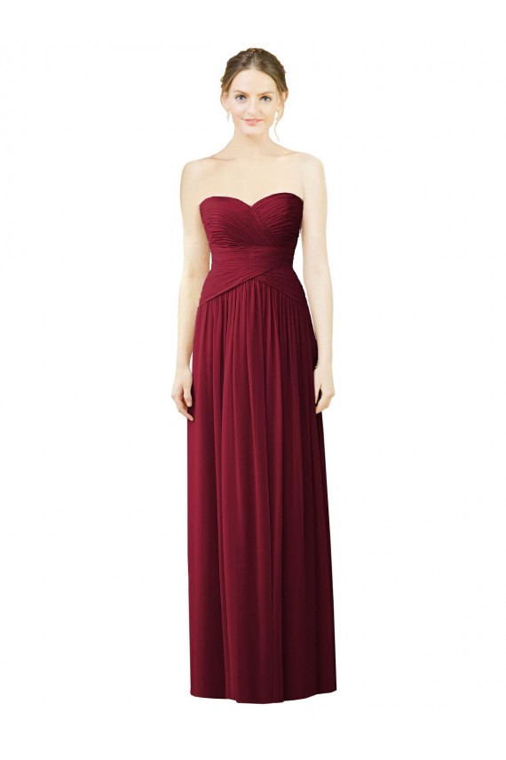Soft Chiffon Sweetheart Sleeveless Burgundy Long Evening Dress / Bridesmaid Dress Essex