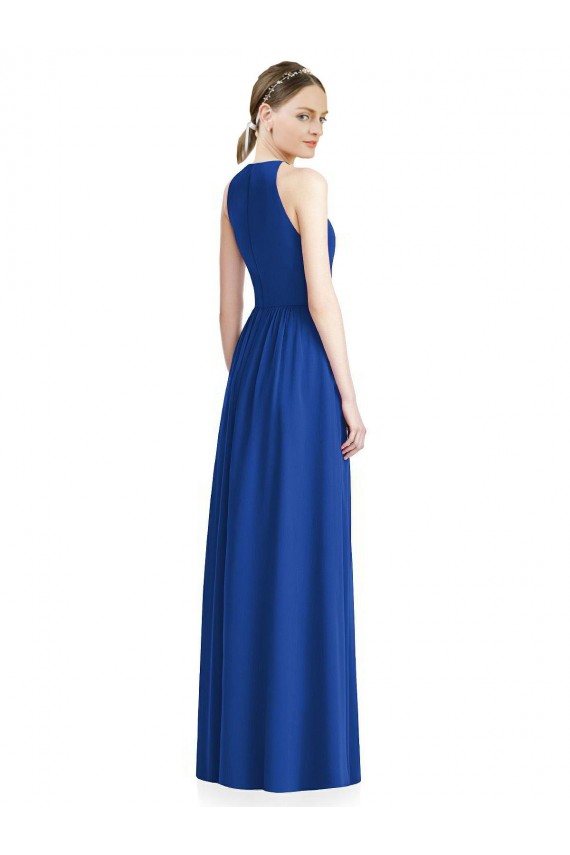 Chiffon Halter Neck Sleeveless Long Bridesmaid Dress / Evening Dress Essex