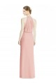 Soft Chiffon Halter Neck Sleeveless Bliss Pink Long Bridesmaid Dress Essex