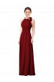 Soft Chiffon Halter Neck Sleeveless Sheath Long Bridesmaid Dress Essex