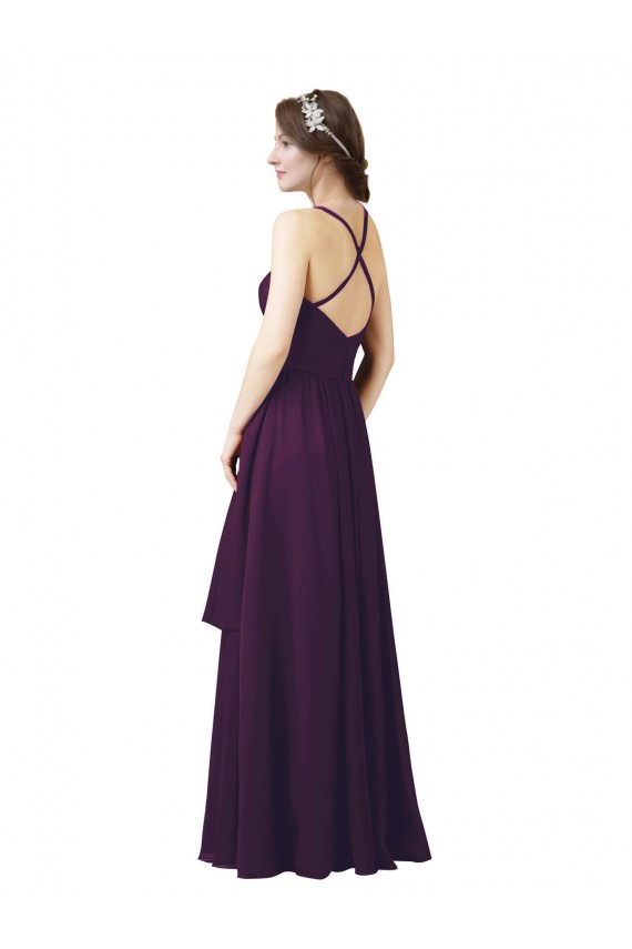 Soft Chiffon Sweetheart Sleeveless Grape Long Bridesmaid Dress Essex